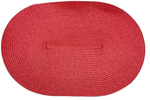 Ueiwffzo 4er Set Platzsets Geflochtene Tischsets Abwaschbar Oval Platzsets 30 * 45cm Hitzebeständig Platzdeckchen Weihnachten für Hochzeit, Fest, Küche, Dekor (Rot)