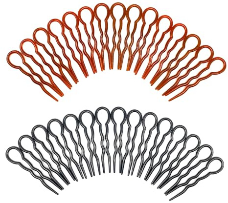 UILYNIU 30 Stücke Damen Stil Griff Haarnadeln U Förmige Haargabel, Welle Chignon Haarnadel, Langlebige Pins, Kunststoff Haarnadeln, Frisur Zubehör für Feines, Dickes, Langes Haar (Schwarz, Braun)