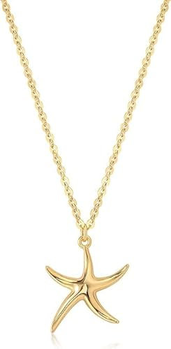 Jenosy 18K Vergoldete Seestern Ketten Gold Anhänger Ketten Handmake Goldschmuck Geschenke