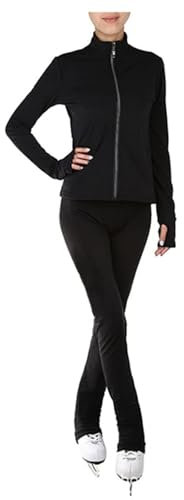 Eiskunstlaufhose, Eiskunstlaufanzug Für Kinder Und Erwachsene, Jacke, Hose, Langärmelig, Einfarbig, Schwarz, Warm, Plus Samt,001,M
