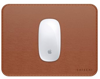 SATECHI wendbares Mauspad, 25 × 19 cm, Braun | Kratz- und wasserfestes Premium-Material (PU), glatte Oberfläche