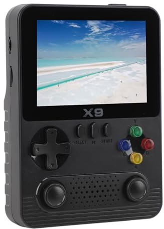 Bewinner X9 Handheld-Spielekonsole, 3,5 Zoll IPS 640 X 480 HD-Bildschirm, 11 Retro-Emulatorsysteme, Taschenspielkonsole mit 32 GB TF-Karte, 6000 MAh, Unterstützt HD- und TV-Ausgabe (Black)