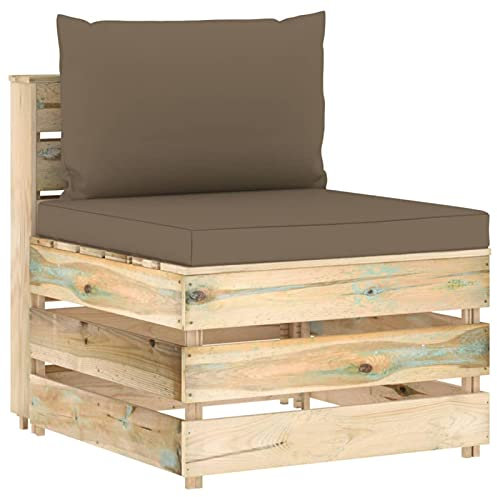ShGaxin Modulares Mittelsofa mit Kissen, Lounge Sofa Outdoor, Garten Loungemöbel, Gartensofa, Loungesofa, Outdoor Couch, Gartenlounge, Balkon Set Möbel, Grün Imprägniertes Holz