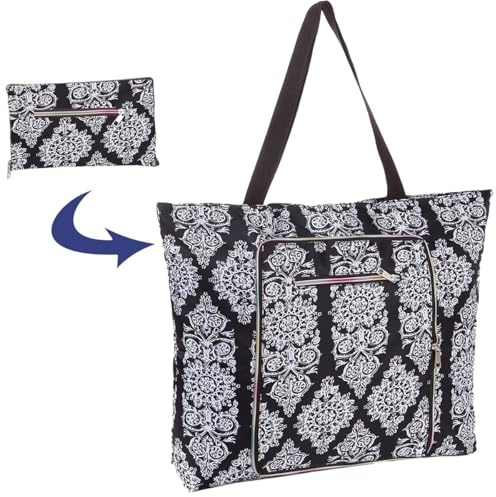 Rayson Faltbare Strandtasche Damen mit Reißverschluss Groß 46x10x43 cm Sommertaschen Badetasche xxl Familie Handtasche Shopper(Twill Bohemia)