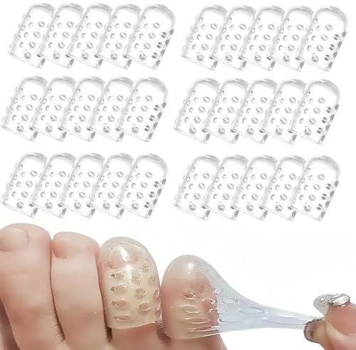 30Pack Breathable Silicone Toe Protectors for Women and Men, Clear Soft Toe Caps for Pinky Toes, Anti-Friction Gel Toe Protector Silicone Toe Protector, Toe Covers for Corns, Pain Relief and Blisters