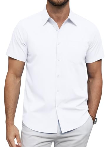 J.VER Hemd Herren Kurzarm Businesshemd Regular Fit Oberhemden Sommer Shirt | mit Tasche, Freizeithemd, Atmungsaktiv, Pflegeleicht, Knitterfrei, Büro, Hochzeit, Anzug, Arbeit, Urlaub, Outdoor, S-6XL