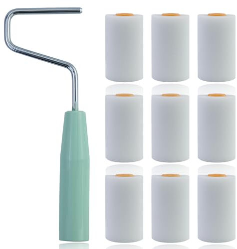 9 pezzi piccoli rulli in schiuma bianca con supporto per rullo, mini rullo per pittura fai da te, pareti, mobili, pittura (2 pollici)