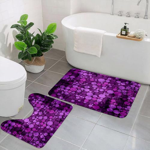 KGDHY Badezimmermatten-Sets 2-Teilig,Aubergine, Lila und Flieder,Bad und WC-Vorleger-Set,rutschfeste Badezimmerteppiche wasserabsorbierende