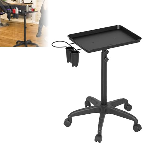 XINZI Frisörvagn, salong, rullvagn, höjdjusterbar 71–105,5 cm, kosmetisk vagn med hylla och förvaringsfack, salongvagn, tatuering, surfvagn med hjul för frisör, kosmetikstudio och tatueringsstudio