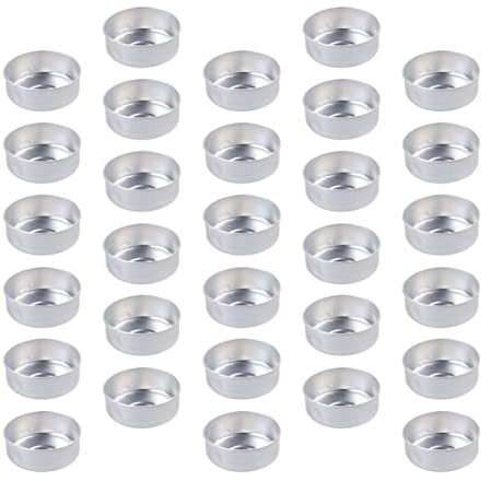 Homoyoyo 300pcs Aluminum Tea Light Tins Empty Metal Candle Containers Silver for DIY Candle Making Wedding Home Decoration