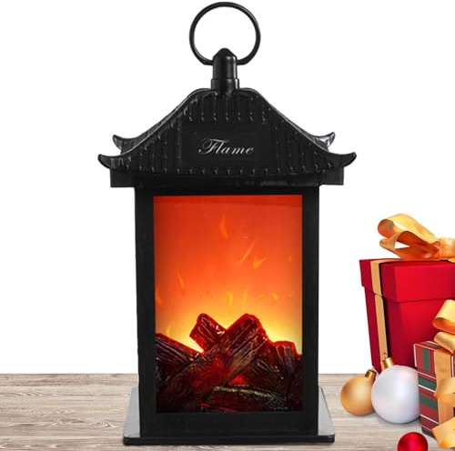 Farol de chimenea sin llama, funciona con pilas, linterna LED realista, suave y acogedora, decoración de luz de fuego sin llama para sala de boda y fiesta de cumpleaños