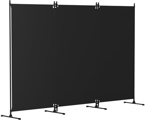Kokorona Folding Room Divider 3 Panel, Portable Privacy Screen for Home Office, Partiton Wall Room Divider for Room Separation, Easy Installation, Black, W 261 x H 178 cm