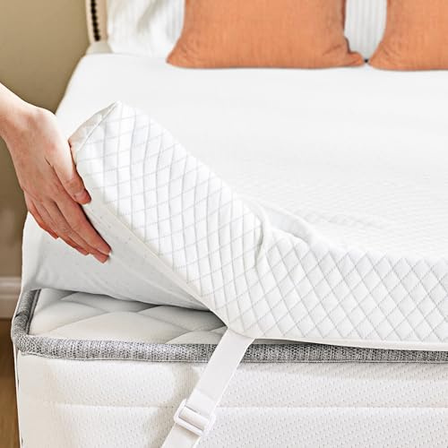 Sweetcrispy Memory Foam Mattress Topper King with Removable Soft Cover, 4 Inch Thick Gel Infused Cooling Toppers Pad for King Size Bed, Sleeper Sofa, RV, Camper, CertiPUR US Certified