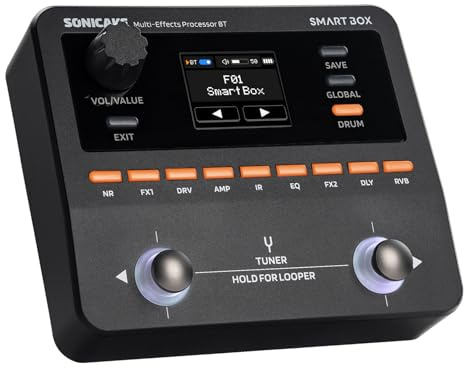 SONICAKE Smart Box Multi-Effects Processor for Guitar Bass 130+ Effects, NAM/IR Support, Looper, Built-in Tuner/Metronome, USB Audio Interface, Stereo Output