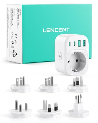 LENCENT Adaptateur de Voyage Universel Type B, D, G, I, L – 6 fiches détachables, Prise Internationale pour USA, UK, Japon, Inde, Costa Rica, Mexique, Thaïlande, Maldives, Sri Lanka, Australie,Italie