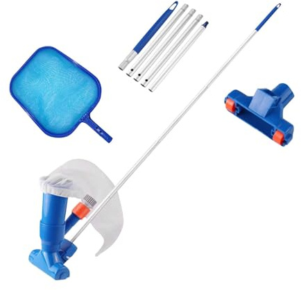 Kit for la pulizia della piscina, kit for aspirapolvere a getto for con rete skimmer for, pali staccabili, set for manutenzione for il nuoto fuori terra