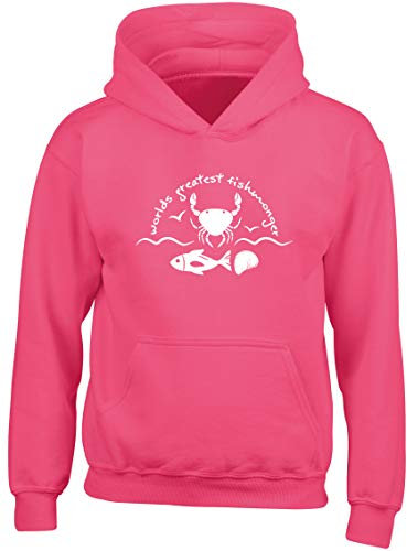 Hippowarehouse World's Greatest Fishmonger Kids Children's Unisex Hoodie Hooded top Fuchsia Pink
