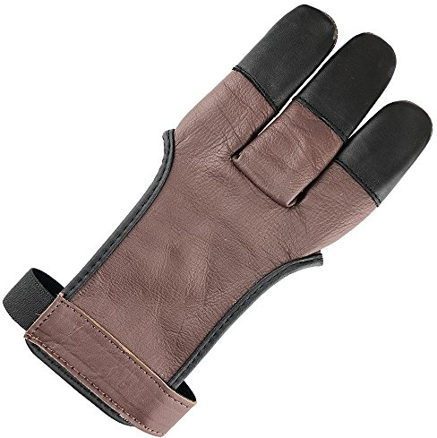 longbowmaker Traditioneller Schießhandschuh 3 Finger Leder Bogenschießen Handschuhe Fingerschutz AG31L