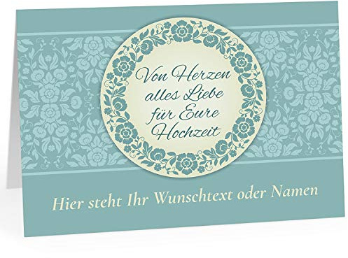 Große Glückwunschkarte zur Hochzeit XXL (A4) PERSONALISIERT - Vintage schön edel Blumen - mit Umschlag/Edle Design Klappkarte/Hochzeitskarte/Glückwunsch/Ehepaar/Extra groß für viele Unterschriften