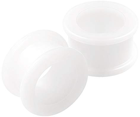 KJM FASHION 2 Stück Flesh Tunnel Piercing Silikon Weiss