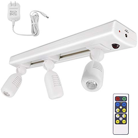 BIGLIGHT LED Track Light, Dimmable Accent Lighting with Rotatable Heads, Plug in Spotlight with Remote for Lighting up Kitchen Sink Cabinet Gallery Picture Bathroom Basement Artwork