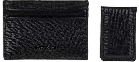 Calvin Klein Men's Wallet Sets-Minimalist Bifold and Card Cases, Black Bessemer, One Size