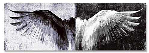 Leinwand Malerei Weiß Und Schwarz Retro Flügel Poster Und Drucke Vintage Engelsflügel Bild Für Wohnzimmer Wohnkultur 60x180cm Rahmenlos