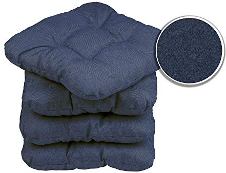 sunnypillow 4er Set Stuhlkissen 45x45 cm Bequeme 8cm Polsterauflage Auflage für Stühle/Bänke in Haus und Garten Sitzkissen Sitzauflage Gartenkissen viele Farben zur Auswahl Blau