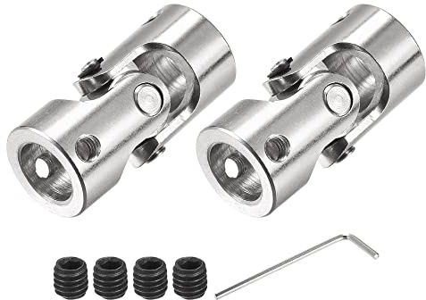 sourcing map Paquete de 2 10mm A 10mm Interior Diámetro Giratorio Universal | Junta Eje Acoplamiento L35 X D16, con Tornillos y Llave, para RC Modelo
