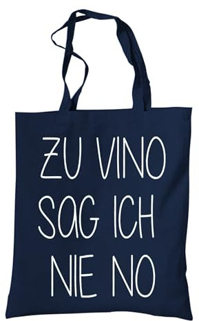 tradercat Jutebeutel bedruckt vintage Lustiger Spruch Stoffbeutel bedruckt zum einkaufen jutebeutel aesthetic als modisches Accessoire jutebeutel spruch, 100% Baumwolle (Zu Vino sag Ich nie no - Blau)