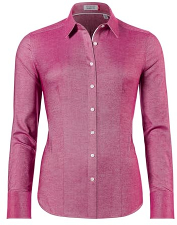Vincenzo Boretti Blusa, Modern-fit/Corte Ligeramente más angosto, Cuello de la Camisa, Suave Oxford Rojo 40