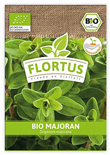 FLORTUS BIO Majoran | Kräutersamen | Majoransamen | Samen zur Anzucht für Garten, Balkon, Küche & Fensterbank