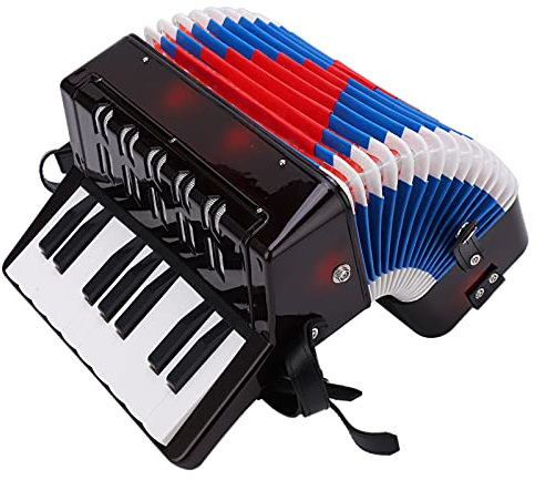 Accordéon piano 17 touches 8 basses instrument de musique avec sangle en cuir rétractable, entraînement rythmique pour débutants et étudiants