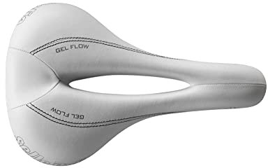 Selle Italia LADY Gel Flow - Sella Bici da Corsa Donna, Rail Manganese Tubo Ø7, Fibra-Tek, Comfort Gel, Ammortizzatore - Taglia L2, Bianco