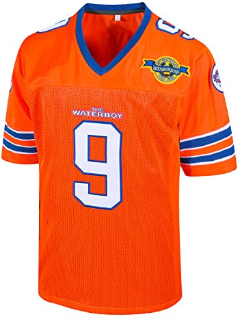 Bobby Boucher #9 The Waterboy Adam Sandler Movie Mud Dogs Bourbon Bowl - Camiseta de fútbol, Naranja, L