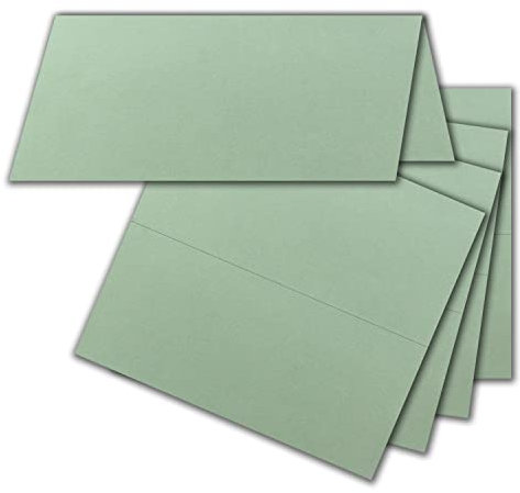 FarbenFroh by GUSTAV NEUSER 75x Tischkarten in Eukalyptus (Grün) - 4,5 x 10 cm - blanko - Doppel-Karten - als Platzkarten und Namenskarten für Hochzeit und Feste