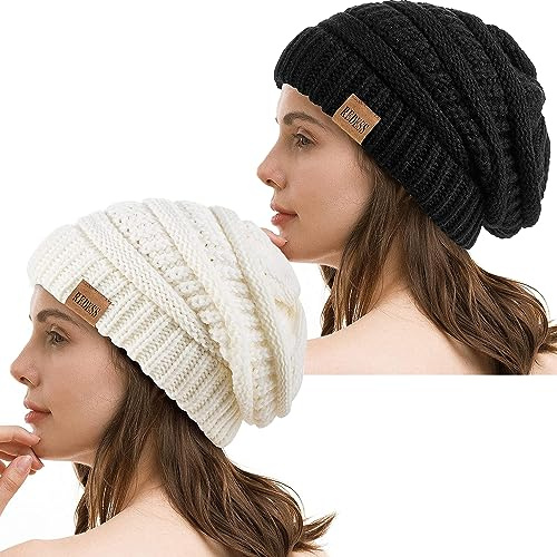 REDESS Slouchy Beanie Mütze für Herren und Damen Winter Warm Chunky Soft Oversized Zopfstrickmütze