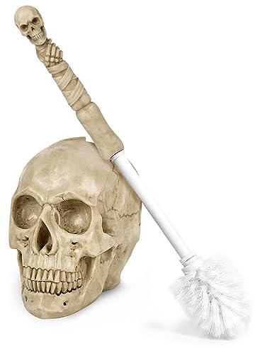 Toilet Brush and Holder Set for Bathroom,Skullduggery Skeleton Gothic Bathroom Decor Toilet Bowl Brush Set,Space Saving for Storage, Drip-Proof, Easy to Assemble, Deep Cleaning