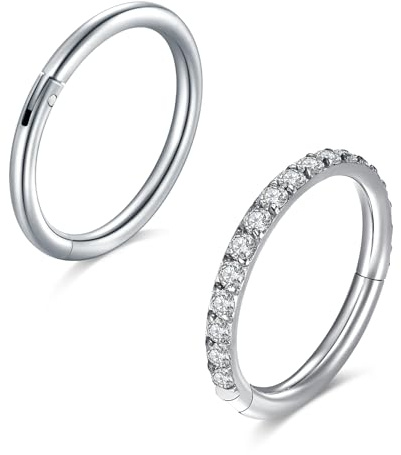 2 st Hinged Hoops Helix örhängen näsa ringar Hoop CZ 16G/18G septum brosk conch Daith Tragus örhängen läpp labret ring body piercing smycken för män och kvinnor guld silver, 16G(1.2mm), Metall