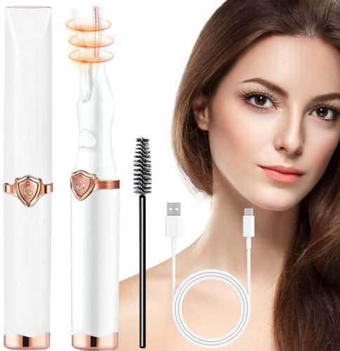 Piegaciglia Riscaldato, Piegaciglia Elettrico, Usb Ricaricabile Piegaciglia con 3 Modalità Di Temperatura, Portatile Trucco Strumento, Riscaldamento Rapido, Mini Piegaciglia Professionale (Bianco)