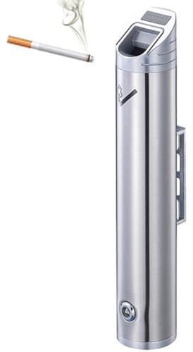 48cm Wall Mounted Ash Trays, Commercial Outdoor Cigarette Bin, Lockable Stainless Steel Garden Ashtray, for Smoking Shelter, Restaurants, Outside