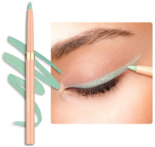 OULAC Grön eyeliner vattentät, torkbeständig matt ögonliner penna varar 24 timmar, högpigmenterad silkeslen roterande kajalpenna, vegansk (11) mint