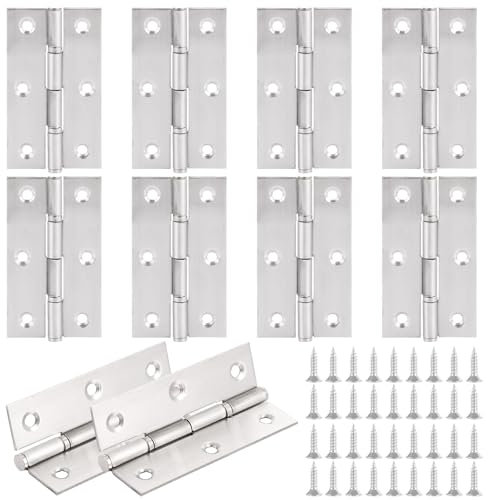 GBACHOOSE 12 Pcs Door Hinges 3 Inch (70mm) Polished Chrome Ball Bearing Hinges, Heavy Duty Stainless Steel Internal Door Hinges for Door, Windows, Boxes, Cabinets