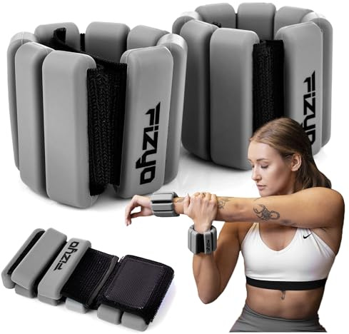 Fizyo Lot de 2 poids de cheville réglables en silicone - Idéal pour le fitness, la course, le yoga, le Pilates, la piscine et la rééducation, pour femmes, hommes et enfants