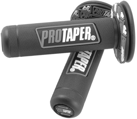 7/8 Motorcross Handle Grips Dirt Bike 22mm 24mm Truster Grips Motorcycle Ergonomic Bar End Non Slip Grip Gel Gep Scooter Cruiser Racing Mountain (Black Grey, Pro Taper)