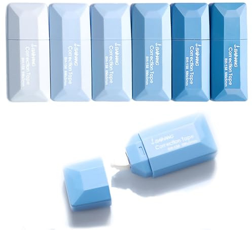 Kisstta 6 Stück Korrekturroller Korrekturmaus Set, Mini Correction Tape, Korrekturband Für Familie Schule Büro Für Schulsachen, tip ex Korrekturroller Mini Für Schüler, Büro, (ozeanblau)
