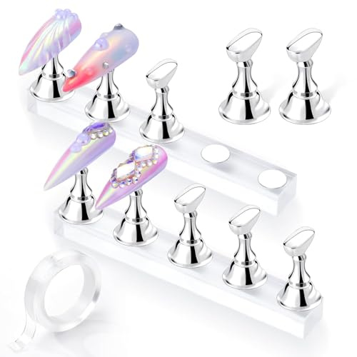 Makartt Magnetic Nail Stand Kit for Press On Nail Painting Practice | Complete Magnetic Nail Practice Kit With Holders And Tape For Painting, Decorating And Displaying Nail Designs
