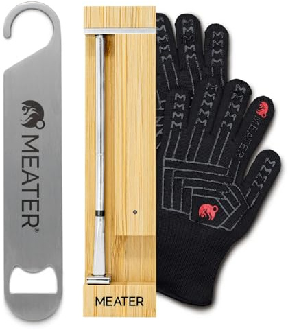 MEATER Pro Bundle: Smart Wireless Meat Thermometer with Built-In WiFi, Heat-Resistant BBQ Mitts & Bar Blade Opener | Up to 550°C Tolerance | Long Range for Grilling, Smoking, Roasting & More