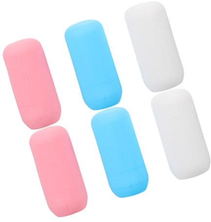Beatifufu 6pezzi Coperture Bottiglie in Silicone Elastiche Per Viaggio Protezione Antispreco Per Contenitori Shampoo Lozione e Balsamo Facili Da Installare Bianco Blu Rosa