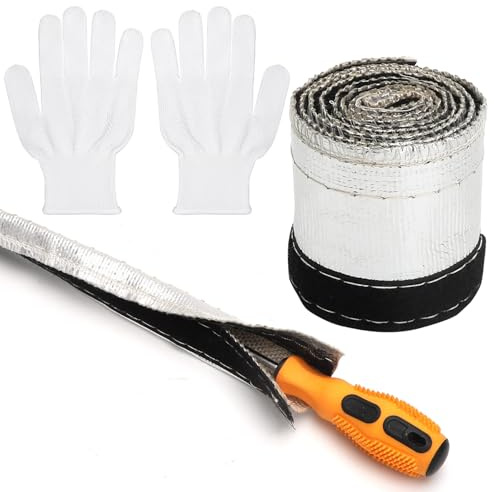 KQDRAVINE 1m Hitzebeständiges Aluminium-Titan-Schlauchgehäuse avec Gants, Diamètre Intérieur 15 mm Protection du Câble Résistant aux Hautes Températures